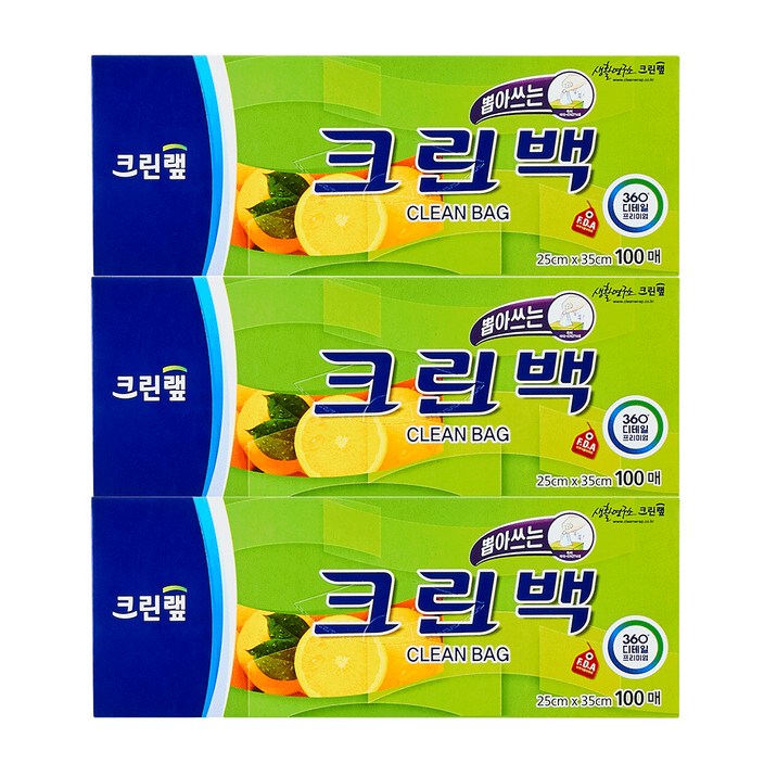 크린랲 크린백 중 25cm x 35cm, 중M, 100개입, 3개