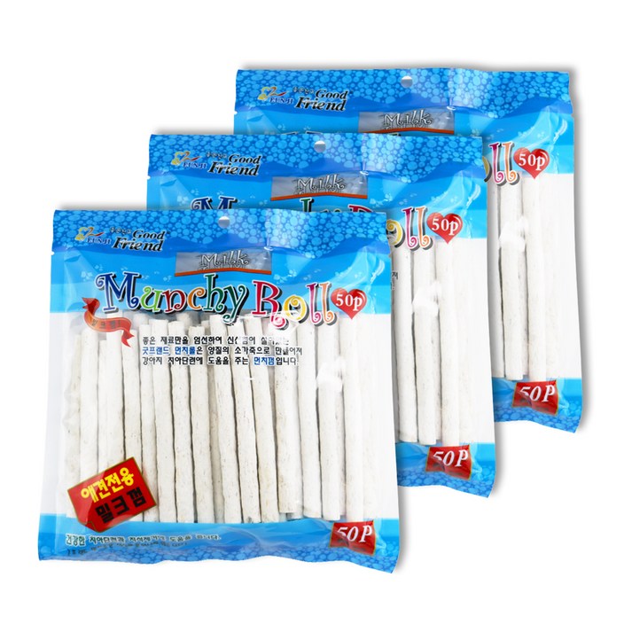 굿프랜드 밀크먼치 강아지껌 50p, 우피, 3개