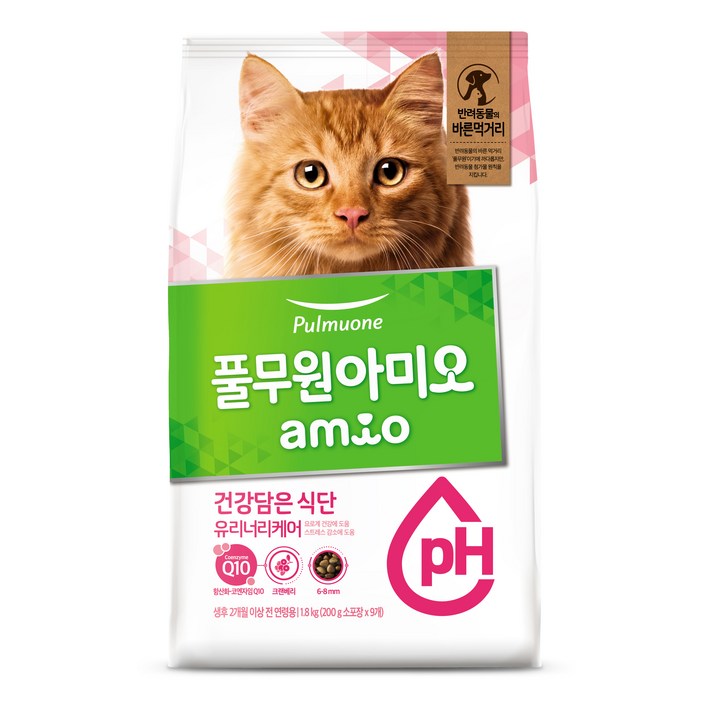 풀무원아미오 고양이 건강담은 식단 기능성 사료, 유리너리결석, 1.8kg, 1개