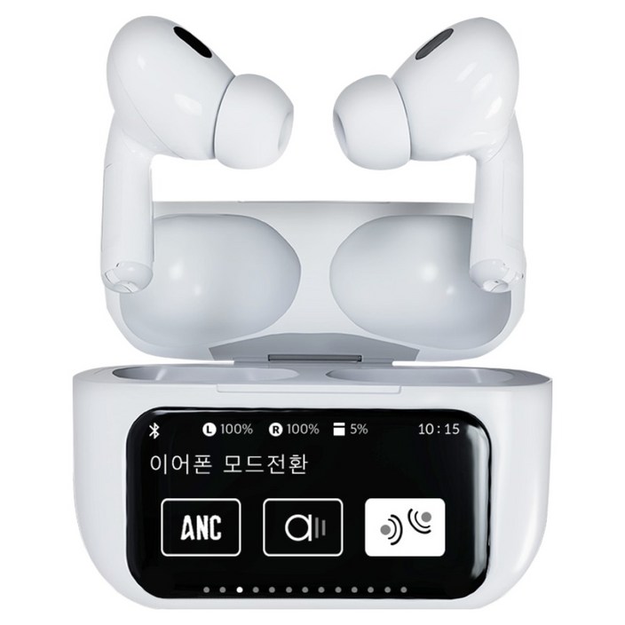 바우아토 노이즈 캔슬링 터치 디스플레이 5.4 커널형 블루투스 이어폰, BAUATO ANC-03, 화이트