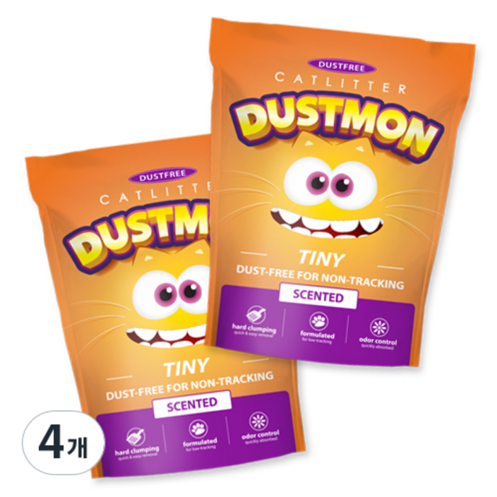 더스트몬 응고형 고양이 모래 벤토나이트 타이니 유향, 7kg, 4개, 씬티드향