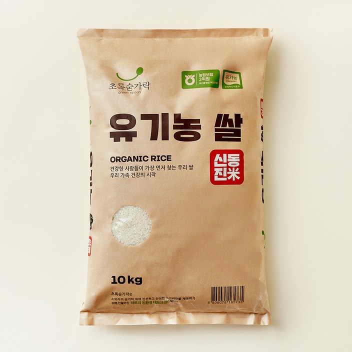 초록숟가락 유기농 신동진 쌀, 상등급, 10kg, 1개