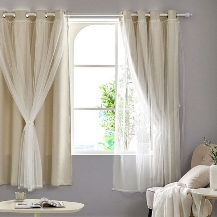 모던하우스 ON마리 이중레이스 암막커튼