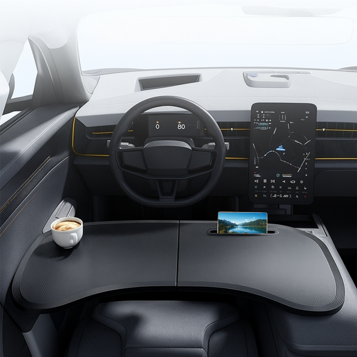 린크레디 차량용 접이식 테이블, 블랙, 1개