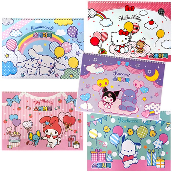 산리오캐릭터즈 스케치북 16매 캐릭터혼합 5개