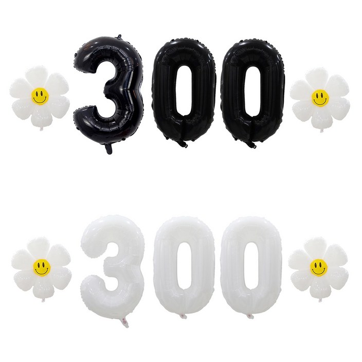 [해피쏘굿] 32인치 블랙/화이트 숫자 (100일~900일) + 데이지 풍선세트