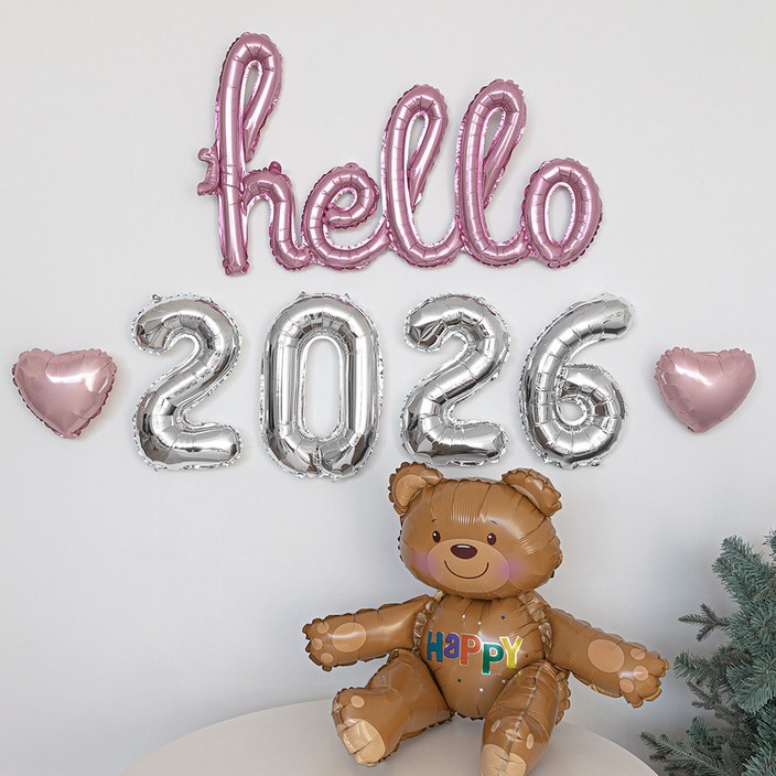 파티몬 연말 파티 풍선 신년 홈 숫자 곰돌이 hello 풍선