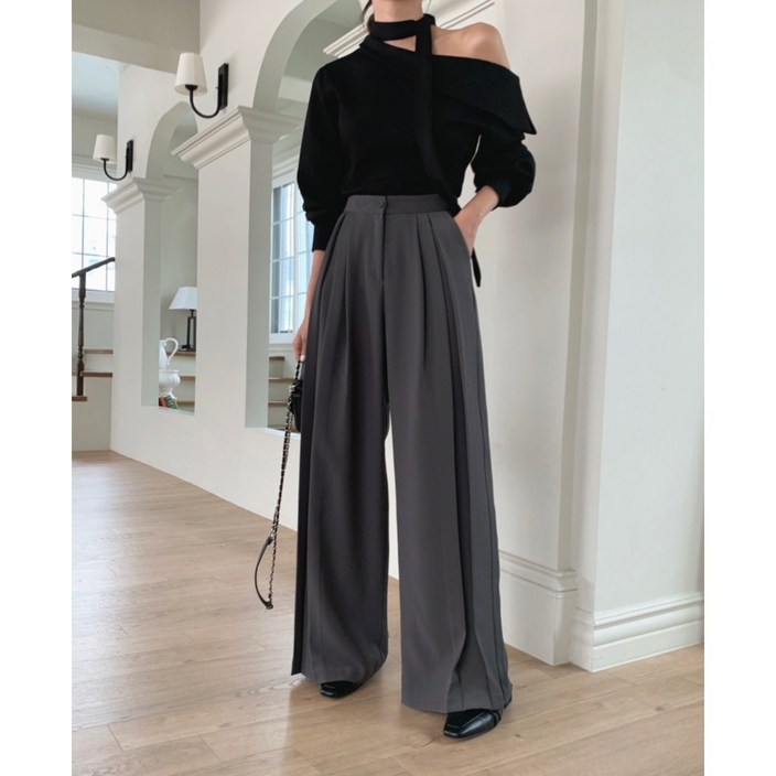 봄 신상 여성스러운 주름 와이드 슬랙스, 모노폴리 핀턱 주름 슬랙스, 와이드 통팬츠3color