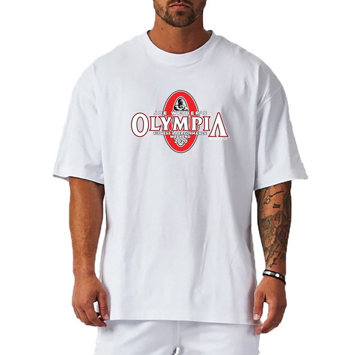 피지크히어로 올림피아 100% 최고급 면 240g 머슬핏 블랙 화이트 헬스반팔