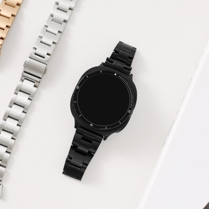 오르몽트 갤럭시워치8 7 6 5 4 3 호환 베이직 슬림 3선 메탈 스트랩 프로 클래식 액티브2 20mm 밴드 시계줄 줄질, 블랙