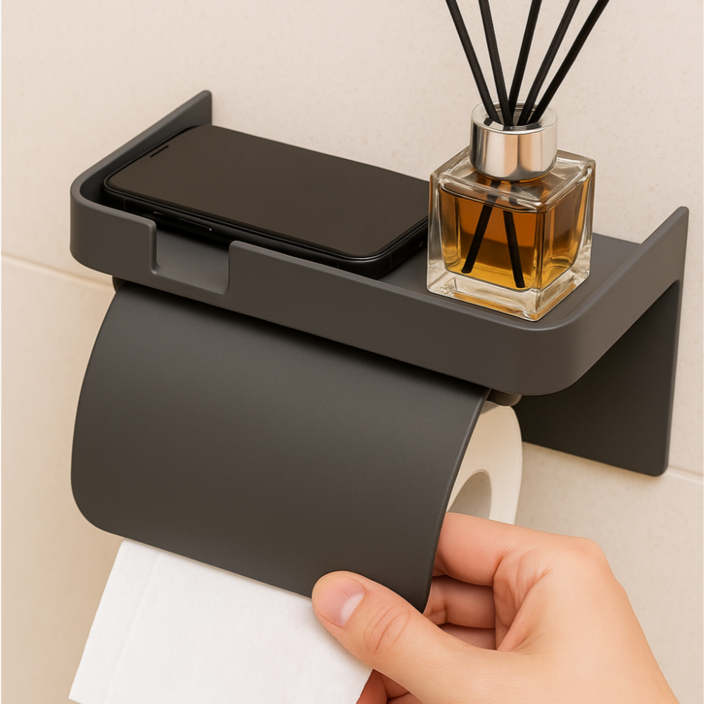 레브온 호텔 욕실 수납 선반형 휴지걸이, 커버형, 1개