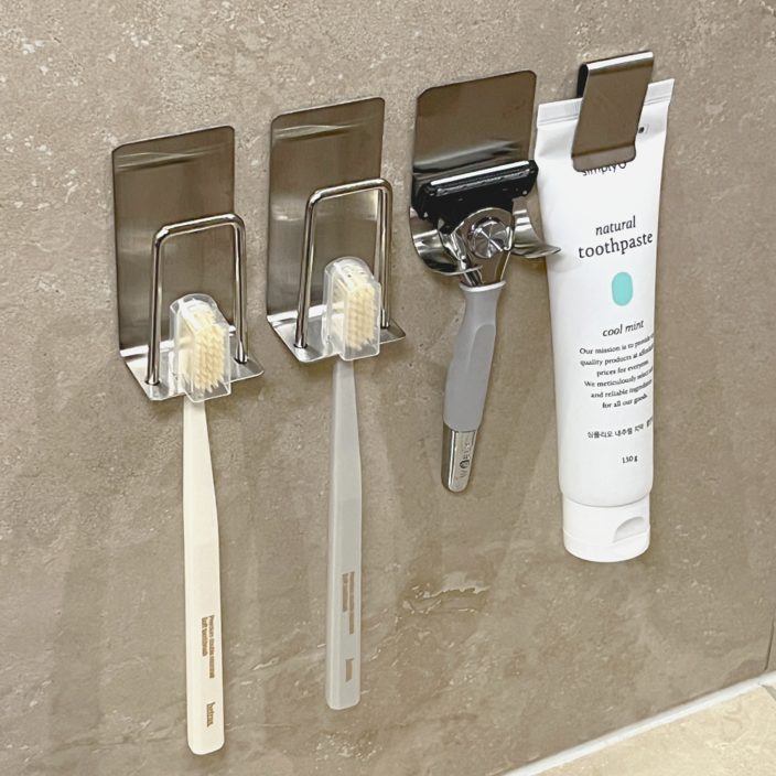 헤인느 304 올 스텐 칫솔걸이 무타공 칫솔꽂이 세트