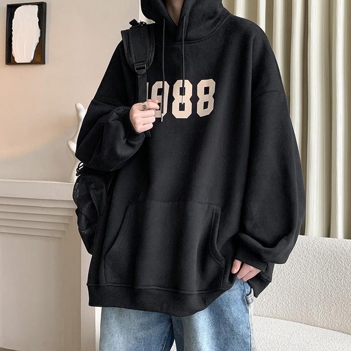 인기 1988 프린팅 맨투맨 레트로 오버핏 후드티 커플 후디