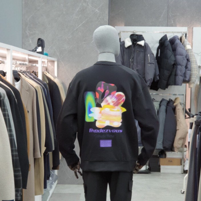 국내매장판 리버클래시 LJS41108-BK 블랙 투포켓 오로라 아트웍 맨투맨 T셔츠_DJ 125724