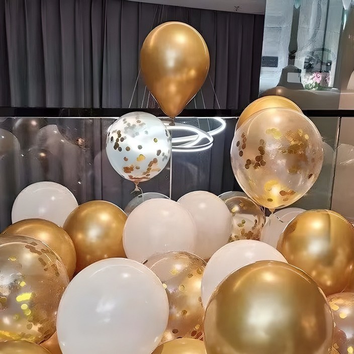 뷰라뷰 파티풍선 50p + 공기펌프 + 10m 리본 1롤