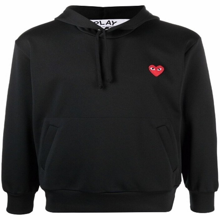 꼼데가르송 명품size95 블랙 레드 하트 와펜 후드 티셔츠 AZ T174 051 1 AZT1740511