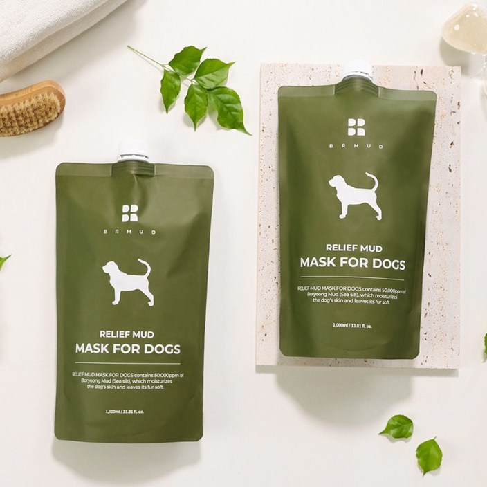 비알머드 릴리프 머드 마스크 포 도그스 저자극 강아지 머드팩 컨디셔너 보습 털관리, 1000ml, 3개