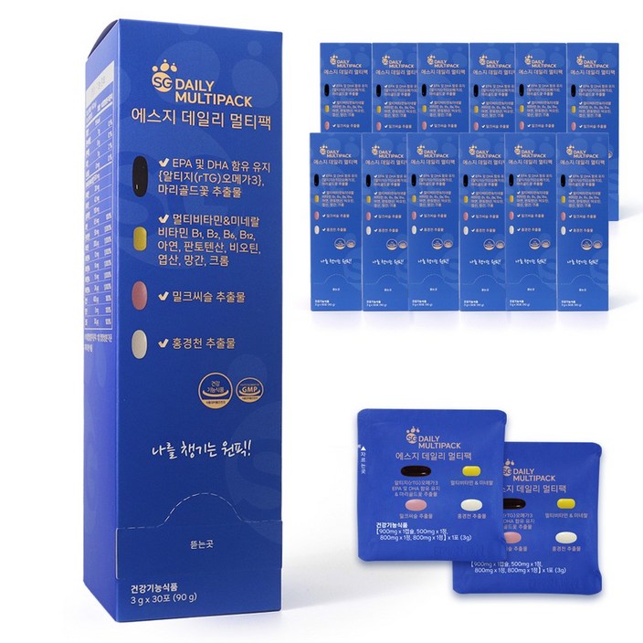 에스지 데일리 멀티팩 올인원 영양제 종합비타민 오메가3 12박스 360포, 90g, 12개 에스지 데일리 멀티팩 올인원 영양제 종합비타민 오메가3 12박스 360포, 90g, 12개
