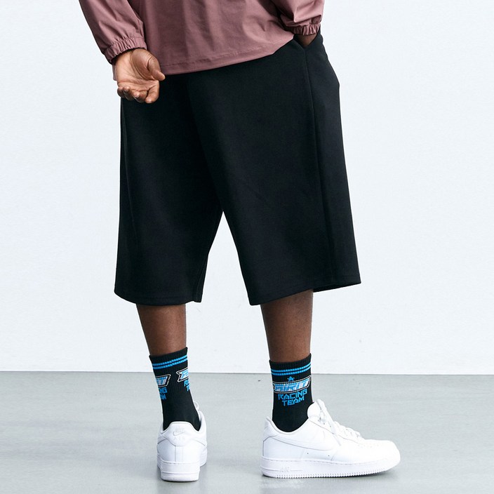 에어릿 딥턱 스웨트 버뮤다 팬츠 AM3057 BK