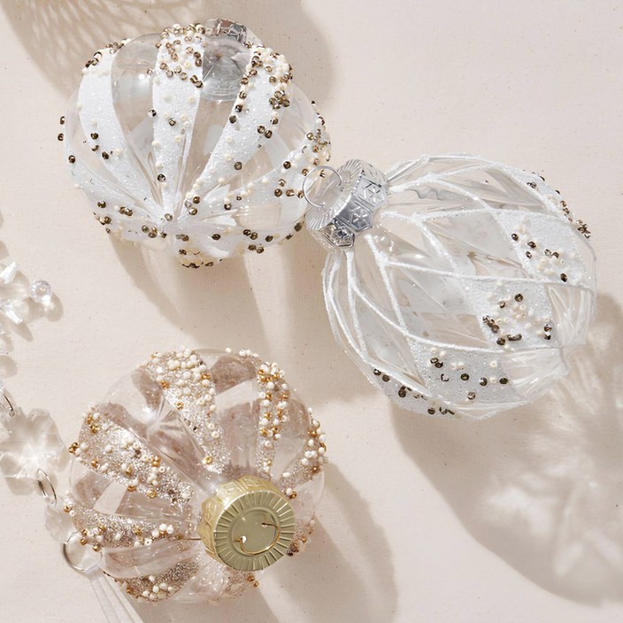 펄 오너먼트 볼 8cm 9P 세트, 9개, 화이트