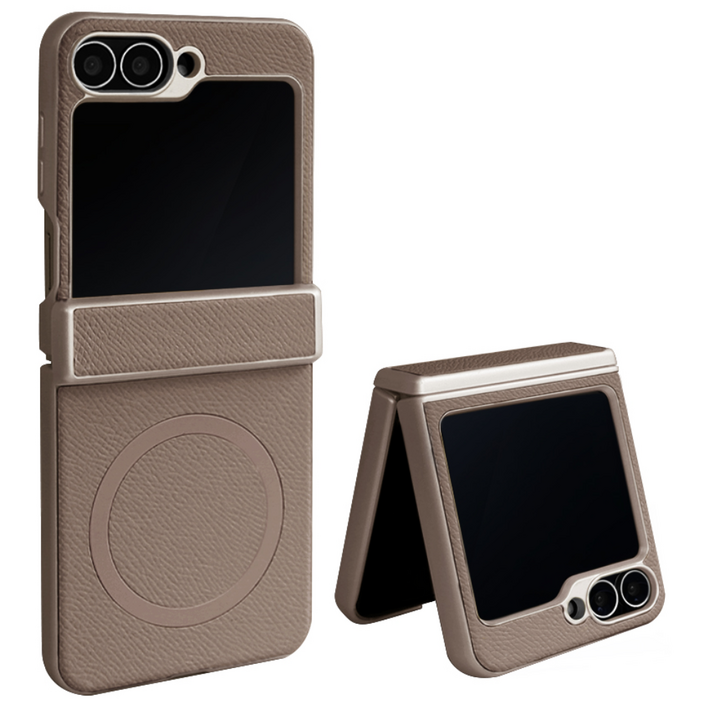 제루크 갤럭시 호환 Z플립 맥세이프 힌지보호 소가죽 풀커버 휴대폰 케이스