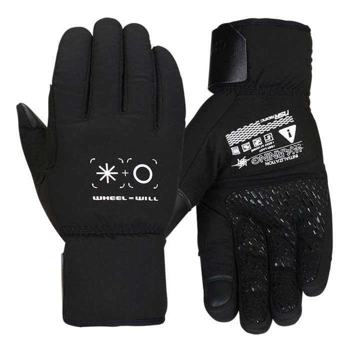 NSR 클럽 인슐레이티드 패딩 장갑 한겨울용 방한 방풍 자전거 패딩 장갑, 블랙, 1개