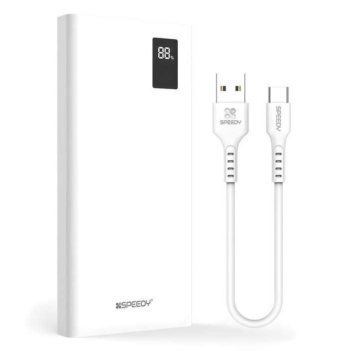 SPEEDY 슬림핏 PD 20W 고속충전 보조배터리 10000mAh 멀티단자 20W C타입 케이블, SPEB2PA10DPQ, 화이트 SPEEDY 슬림핏 PD 20W 고속충전 보조배터리 10000mAh 멀티단자 20W C타입 케이블, SPEB2PA10DPQ, 화이트