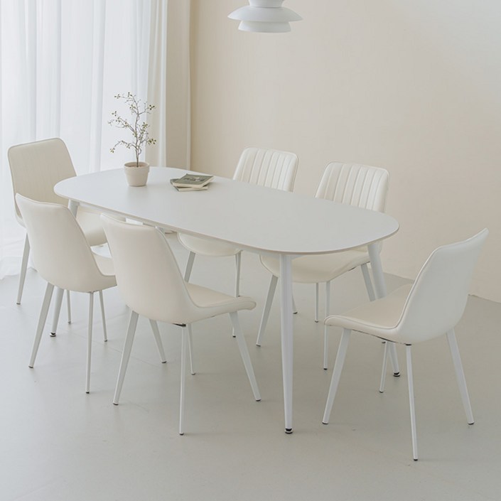 퍼리든 도프트 타원 세라믹 식탁  의자 세트 6인용 1800 방문설치