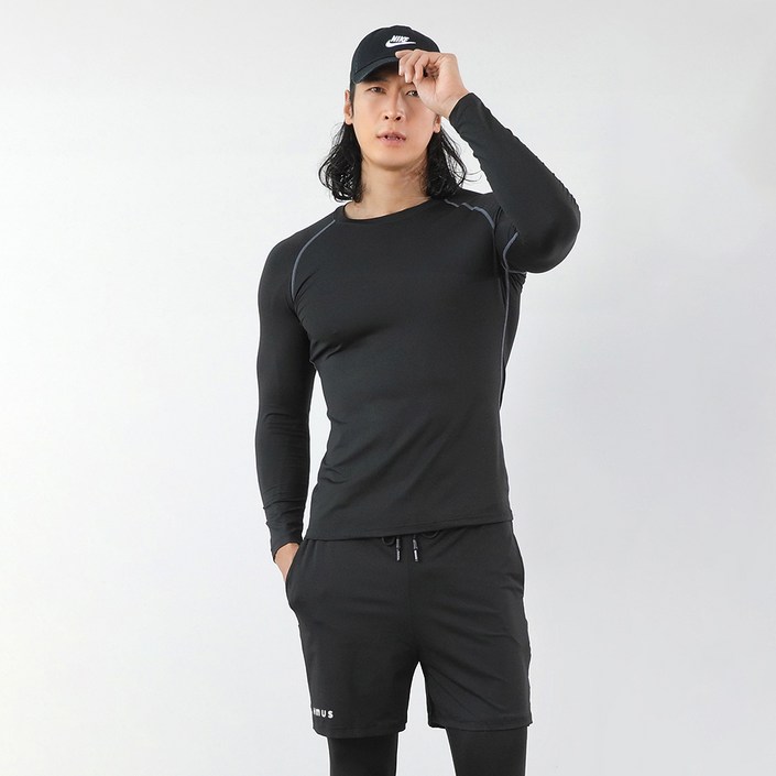 에이치머스 머슬핏 롱슬리브 상의  투인원 쇼츠 레깅스 세트