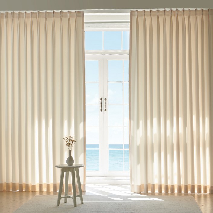 홈인홈 이지워시 높이조절 뉴린넨 사계절 암막 나비주름 커튼 2p 세트