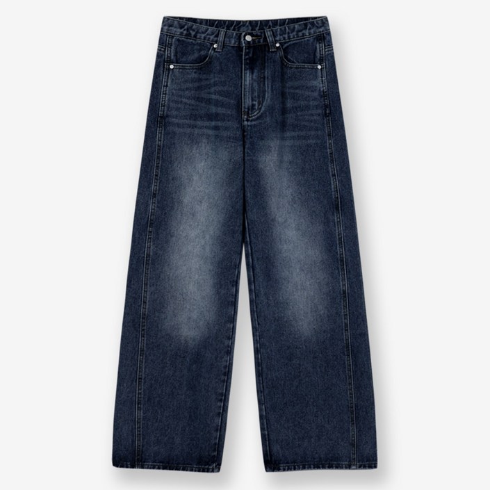 제이에이치스타일 남성용 프론트 라인 워싱 와이드 데님팬츠 DPROK613