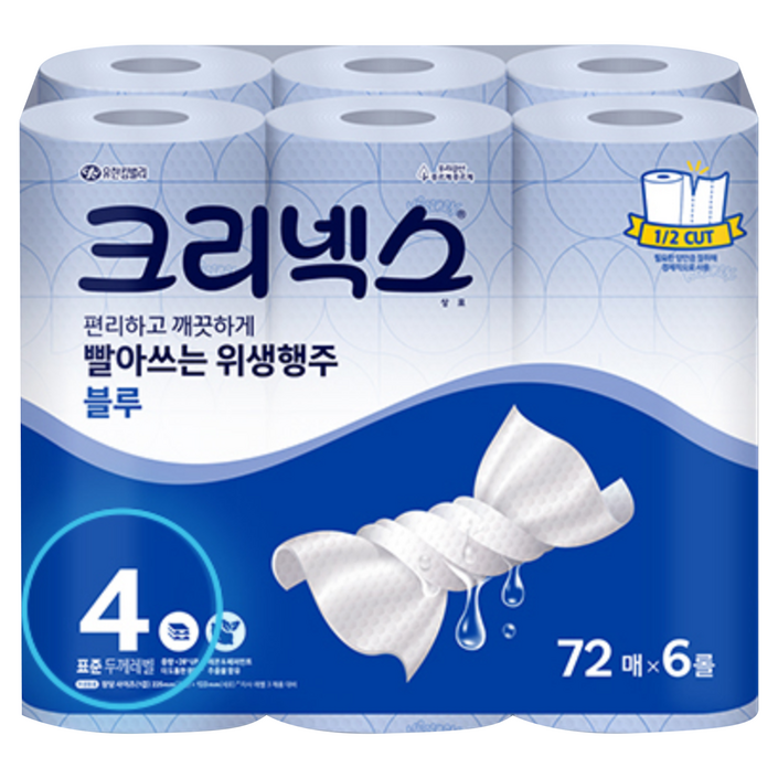 크리넥스 빨아쓰는 위생행주 블루, 72개입, 6개
