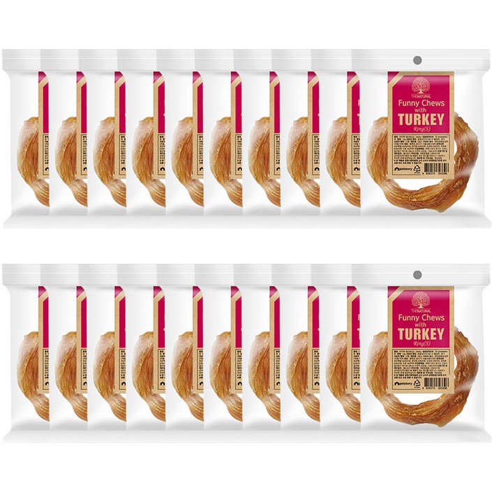 더내추럴 퍼니츄 애견간식 링 S, 혼합맛칠면조닭고기소힘줄, 13g, 20개