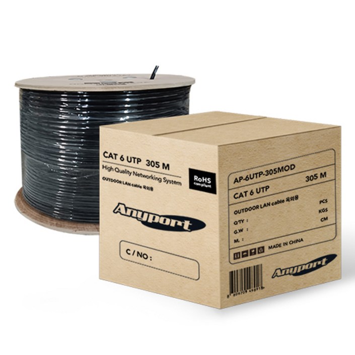 애니포트 cat 6 UPT 옥외용 랜케이블 AP-6UTP-305MOD, 1개