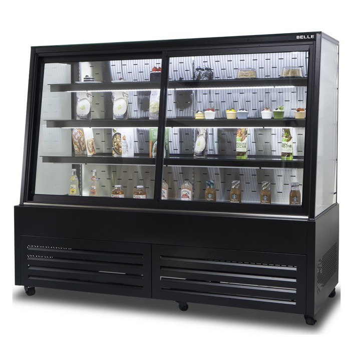 BELLE 프리미엄 사선 앞문형 쇼케이스 블랙 방문설치, JDF1800B