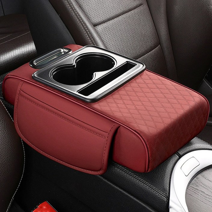 코히모 차량용 콘솔 팔걸이 쿠션 5W0066, 레드, 1개