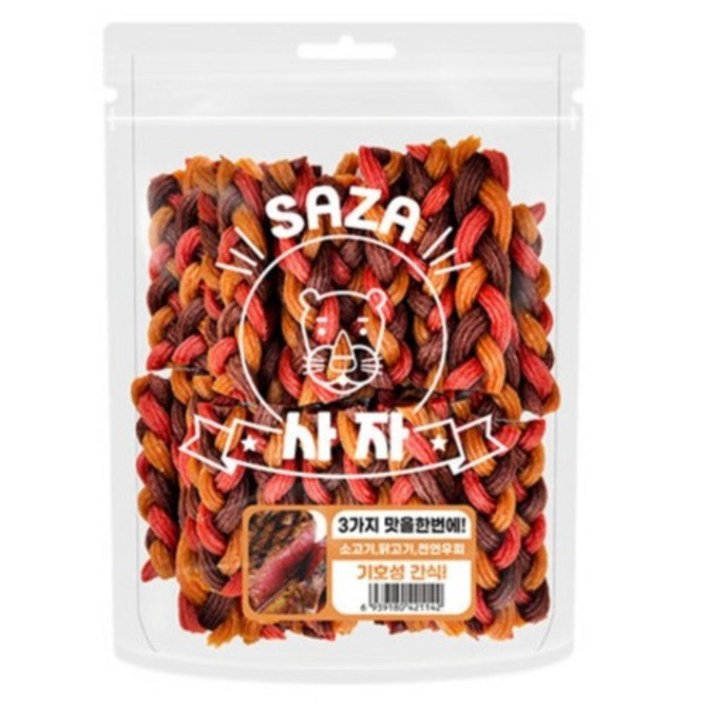 사자 강아지 믹스콤보 트위스트 우피 껌 간식, 1개, 1kg, 혼합맛소고기  닭고기  천연우피