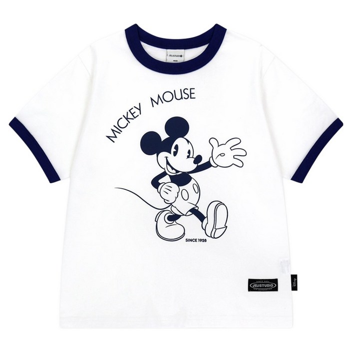 젤리스튜디오 아동용 통기성 디즈니 미키 마우스 링어 티셔츠