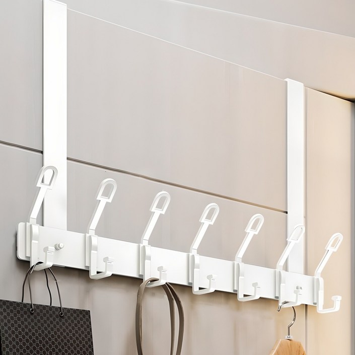 타이거라이프 늘어남방지 무타공 도어행거 라운드형 14구, 화이트, 1개