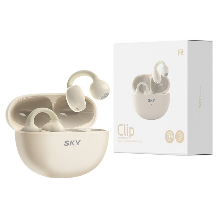 스카이 핏 클립 블루투스 6.0 귀찌 오픈형 무선 이어폰, IMC1, 베이지