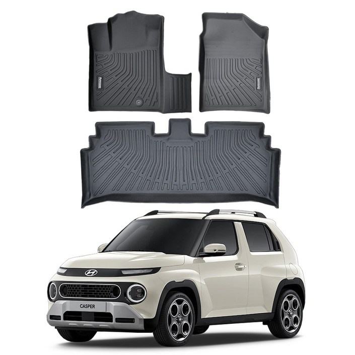 오토가드 TPE 3D 고무 카매트 1  2열 풀세트, 블랙, 현대 캐스퍼 EV 2024년 7월