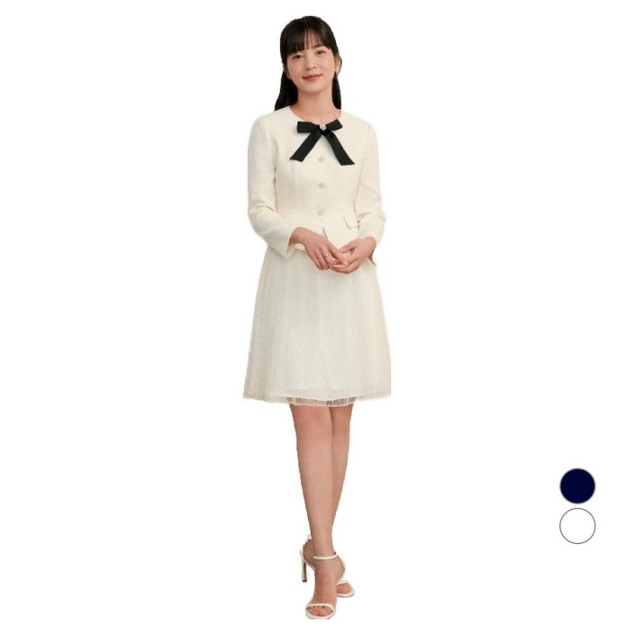 케네스레이디 여성용 트위드 탑 리본 원피스