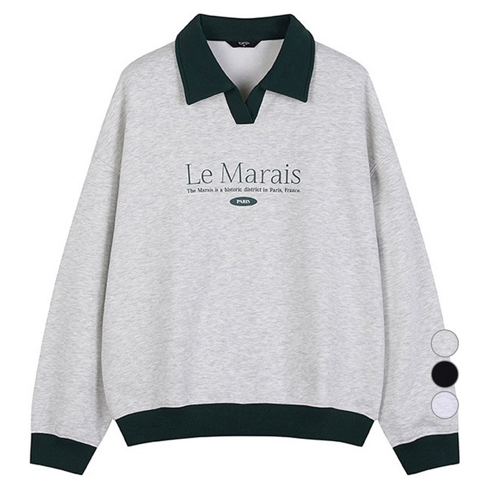 탑텐 여성용 플리스 그래픽 오픈 카라 스웨트셔츠 MSE4TR2008