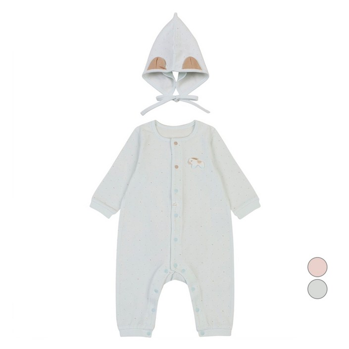 에뜨와 신생아용 안스 우주복  모자 선물포장 세트  쇼핑백