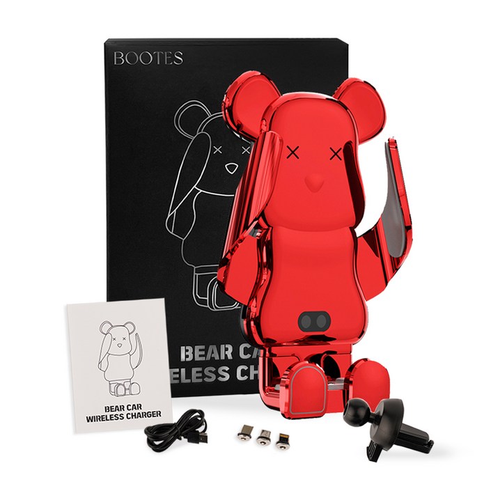 부테스 베어 차량용 무선 충전 거치대 BTS01, 레드, BTS01