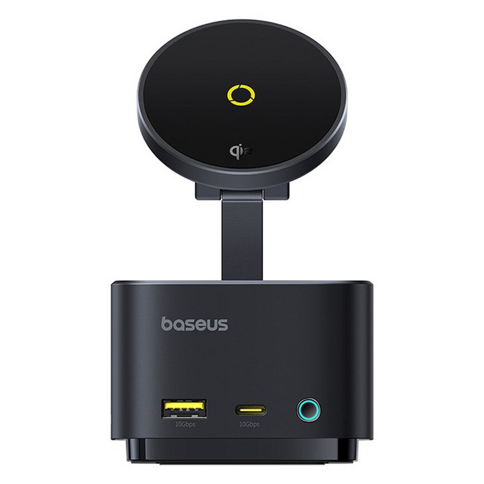 베이스어스 맥프로2 7in1 멀티허브 Qi2 15W 맥세이프 무선충전기 BSOH122, 블랙, 1개