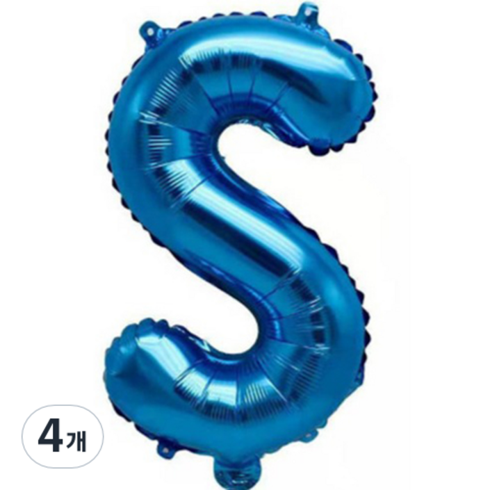 팡파티 레터링 알파벳 풍선 S 40cm, 블루, 4개