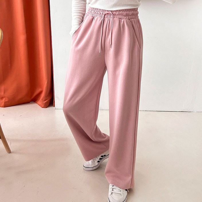 플랜데이 여성용 숏/롱 기장 후니 와이드 밴딩 트레이닝팬츠