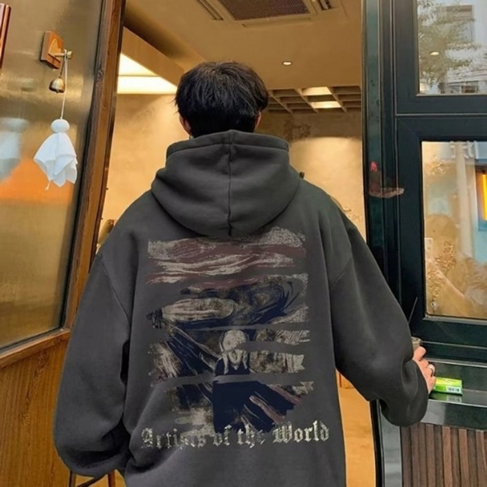 제이티엘 남성용 아티스트 박시 캐주얼 후드티