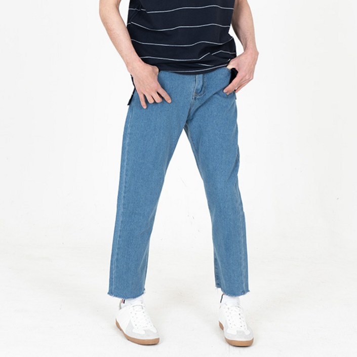 남성용 240 심플 스트레이트 밑단컷팅 데님팬츠